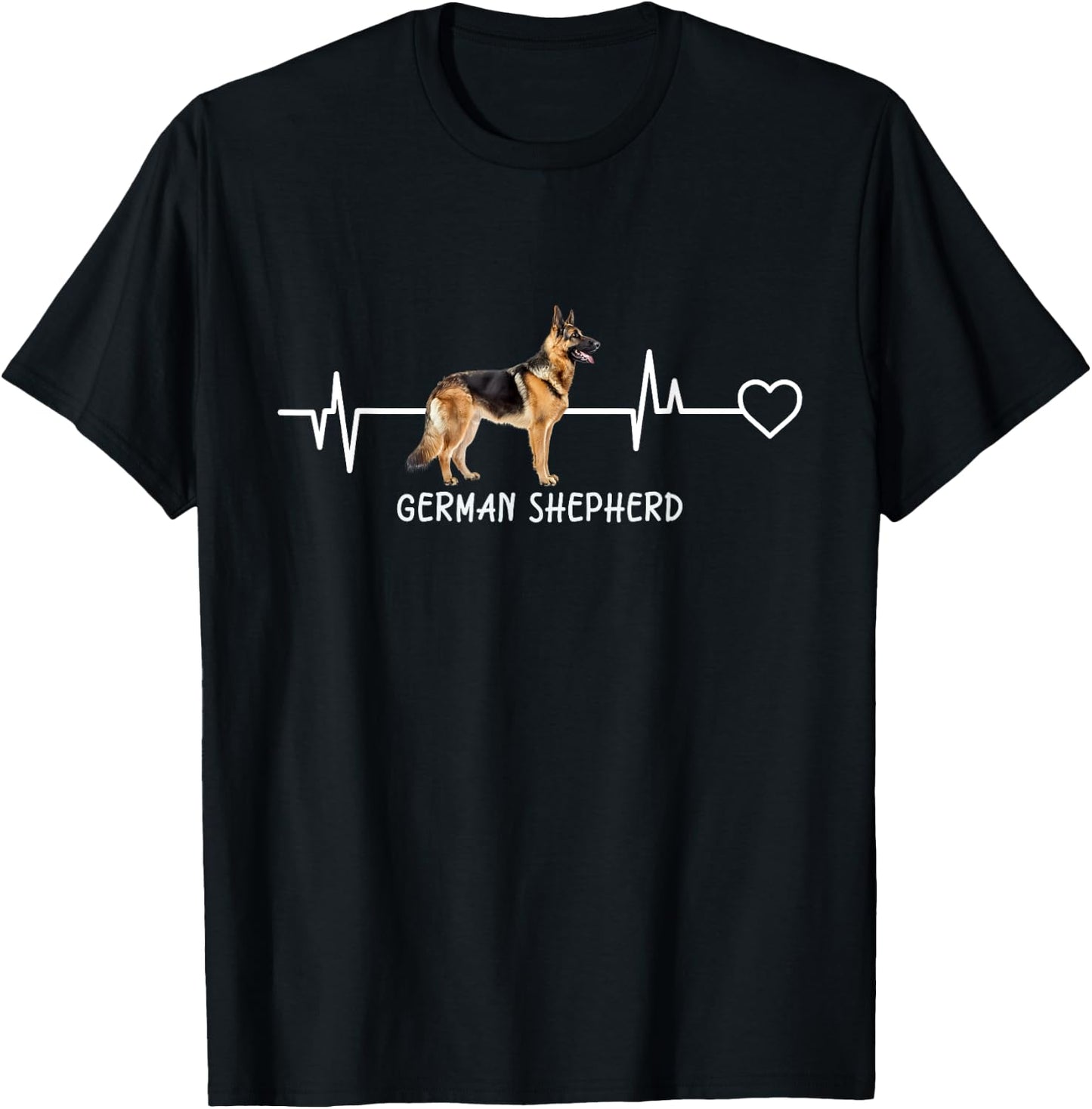 German Shepherd Heartbeat T-Shirt - T-Shirt | Black