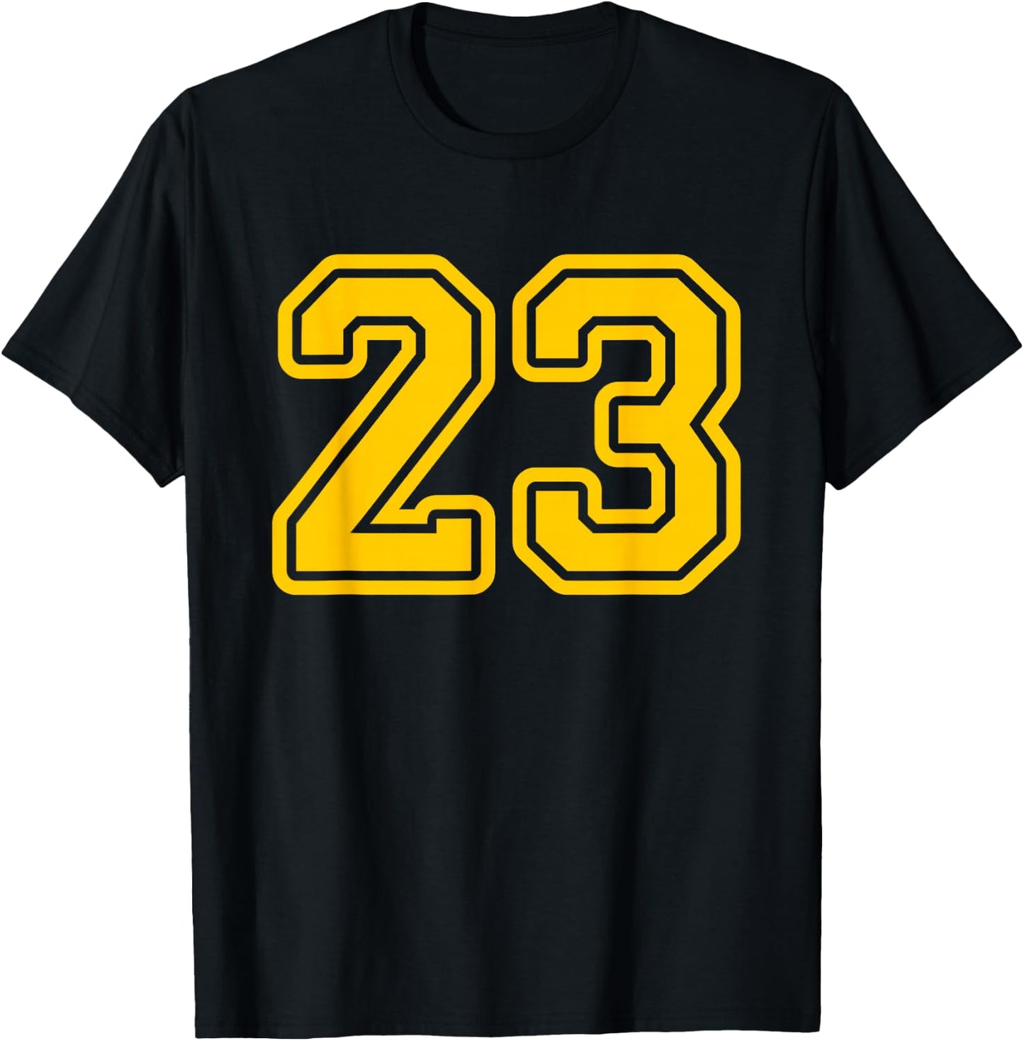 Number #23 Golden Yellow Sport Number 23 T-Shirt - T-Shirt | Black