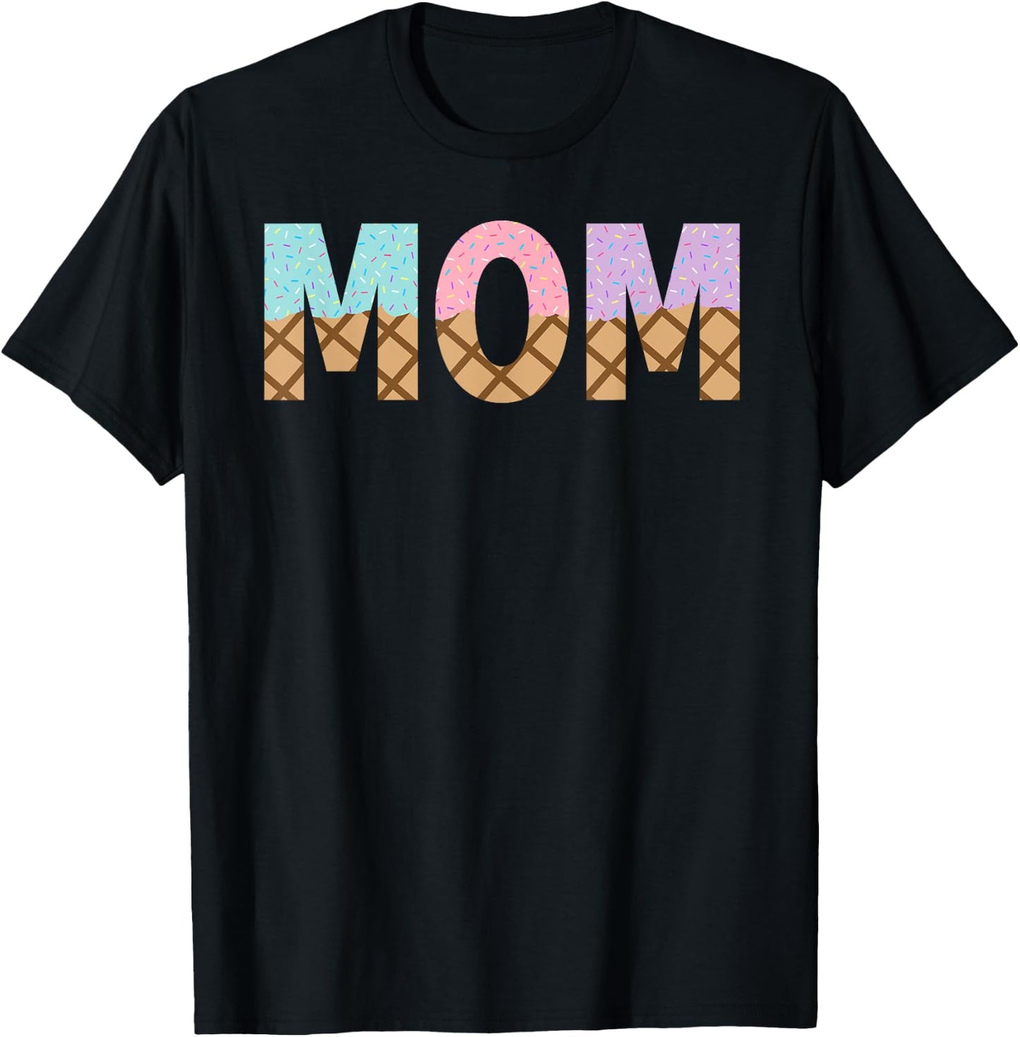 Mom Of 1st First Birthday Girl Ice Cream T-Shirt - T-Shirt | Black