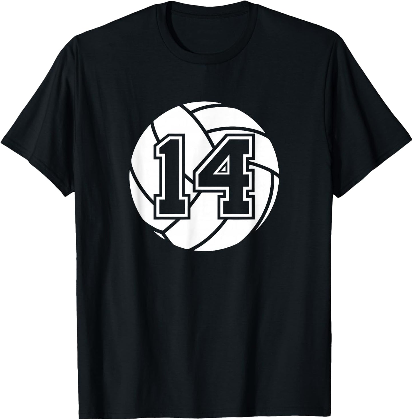 Volleyball Player #14 Volleyball Mom Dad Jersey Number 14 T-Shirt - T-Shirt | Black