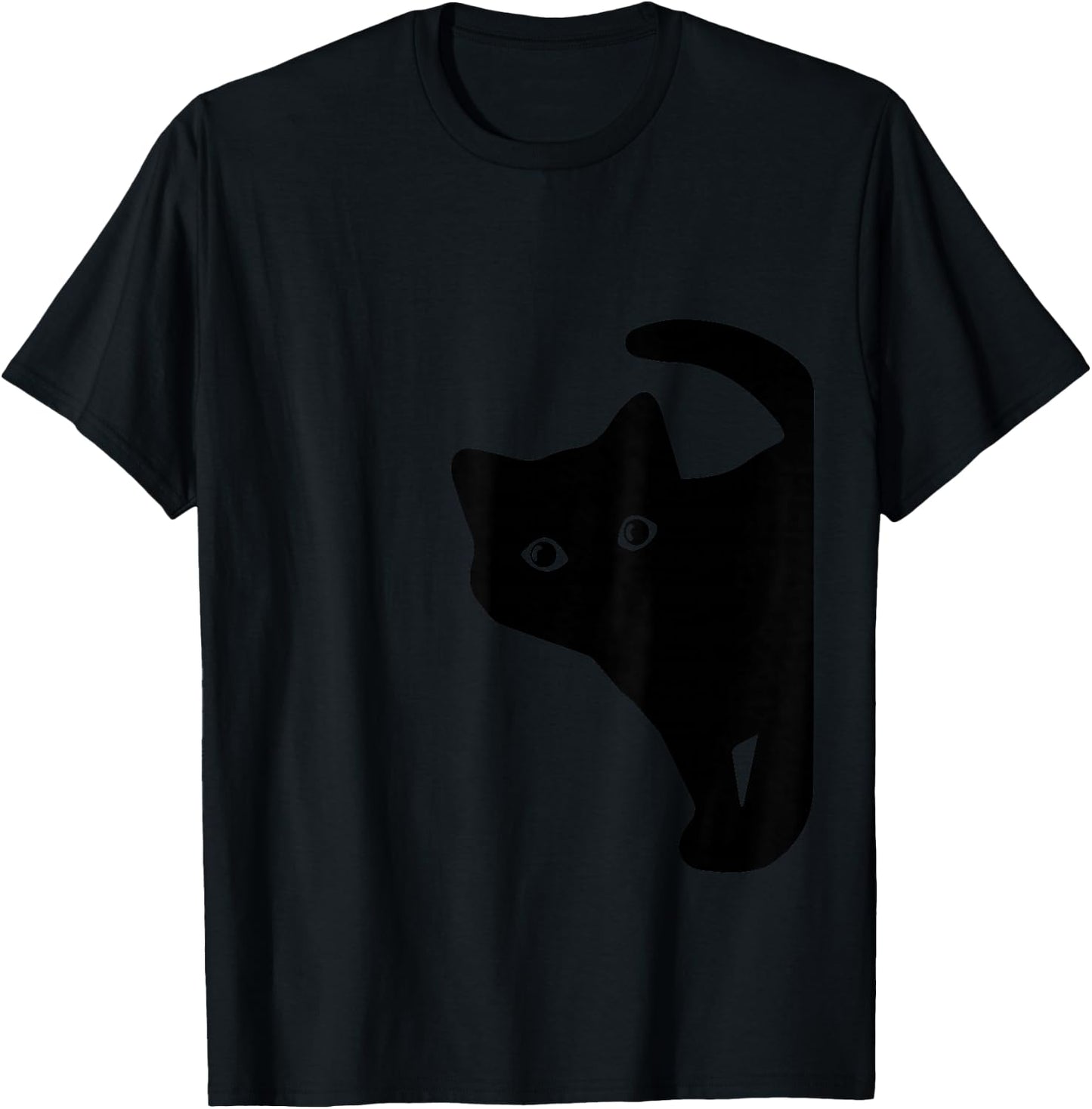 Peeking Cute Black Curious Kitten Men Women Kids Boys Girls T-Shirt - T-Shirt | Black