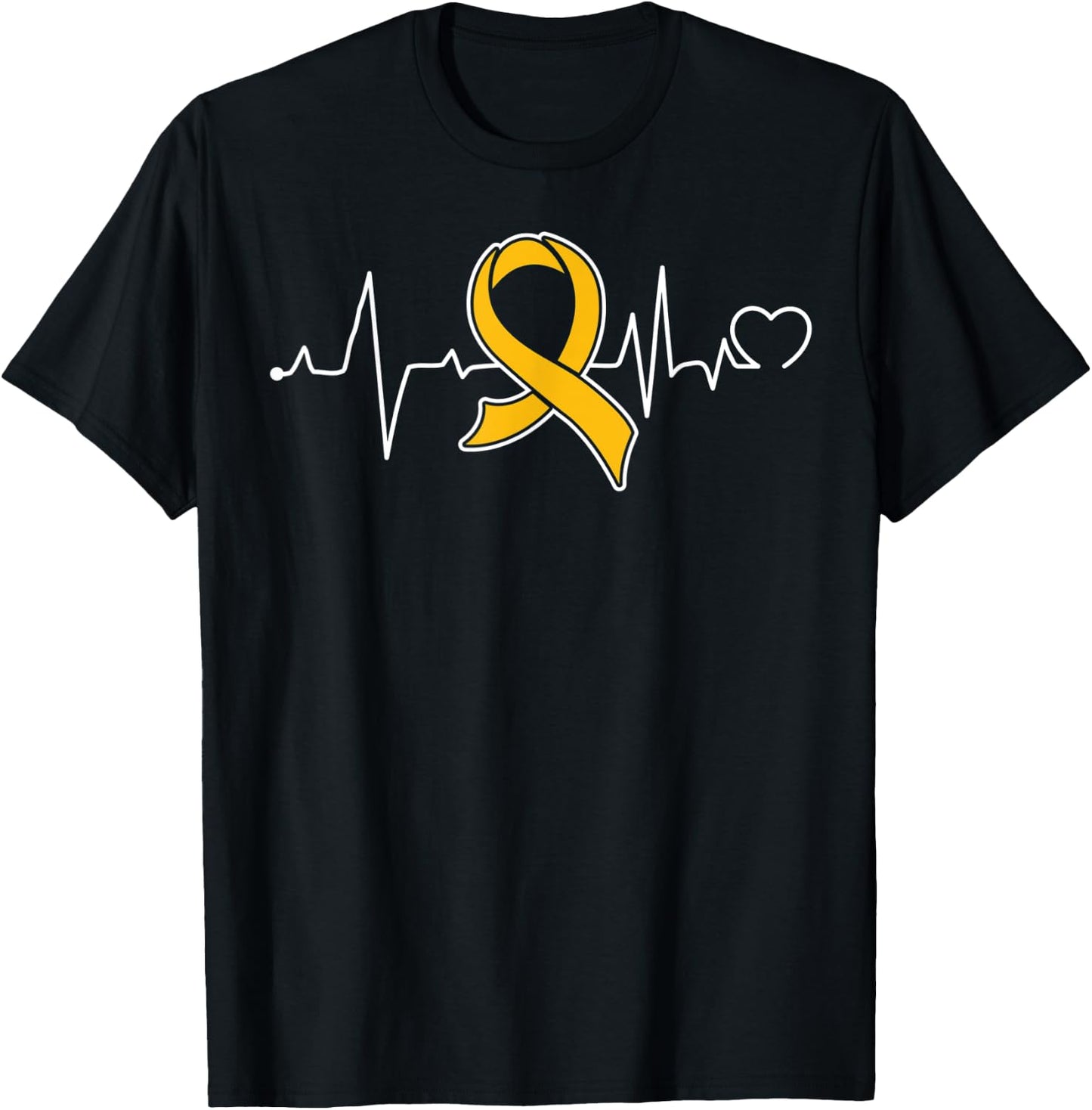 Heartbeat- Childhood Cancer Awareness Item T-Shirt - T-Shirt | Black