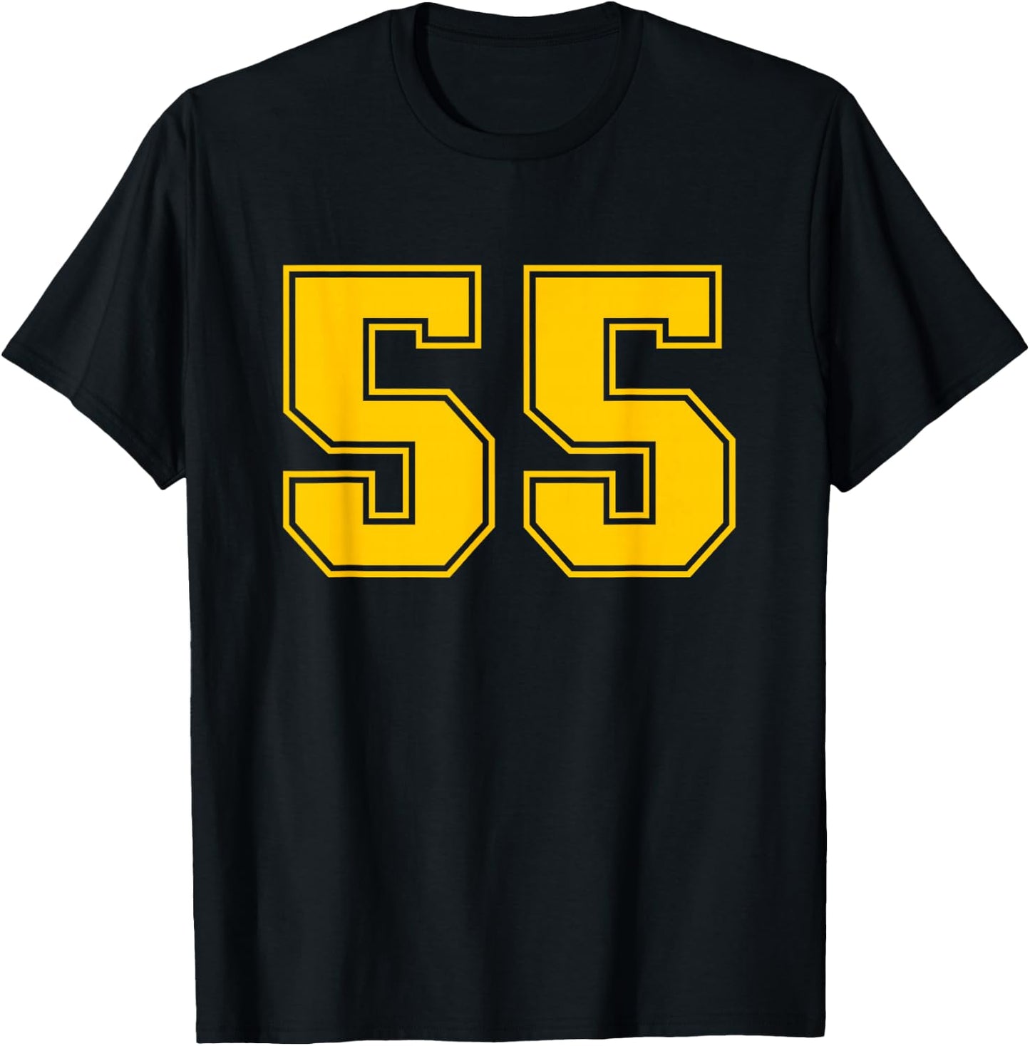 Yellow Sports Team Number #55 T-Shirt - T-Shirt | Black
