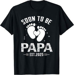 Soon To Be Papa Est. 2025 New Papa again 2025 T-Shirt - T-Shirt | Black
