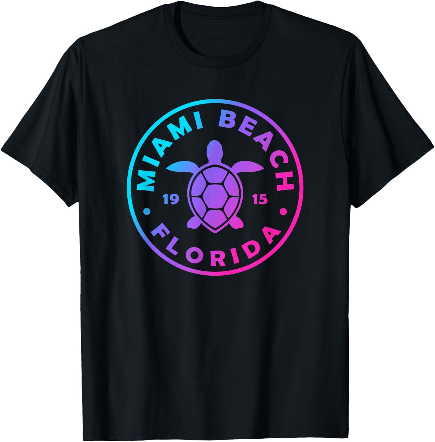 Miami Beach Florida Sea Turtle Colorful Vacation Souvenir T-Shirt - T-Shirt | Black