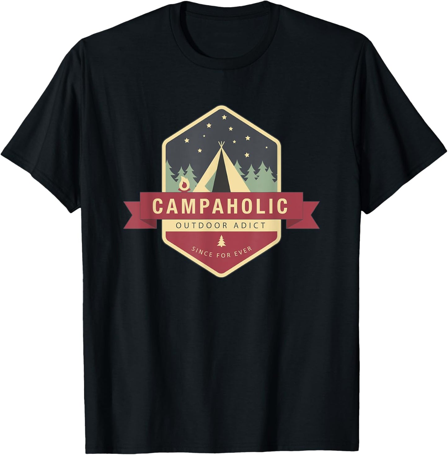 Campaholic Outdoor Addict with a tent T-Shirt - T-Shirt | Black