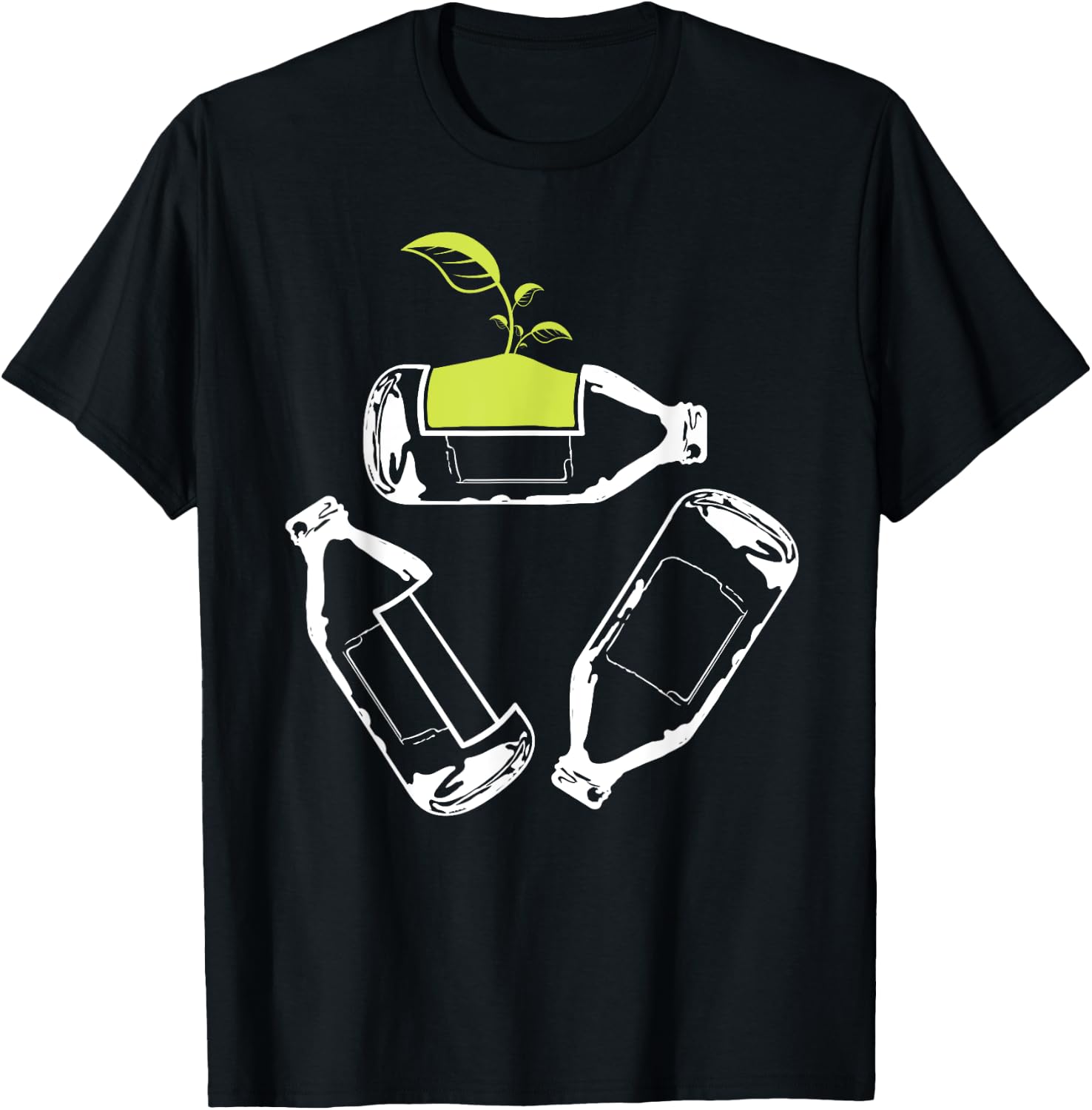 Recycle Reduce Reuse Green Recycling Tree Bottles Plant T-Shirt - T-Shirt | Black