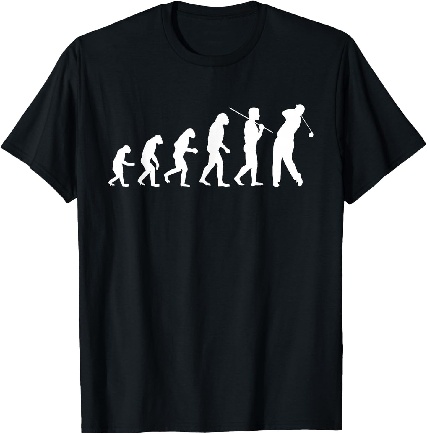 Golf Evolution From Caveman to a Golfer T-Shirt - T-Shirt | Black