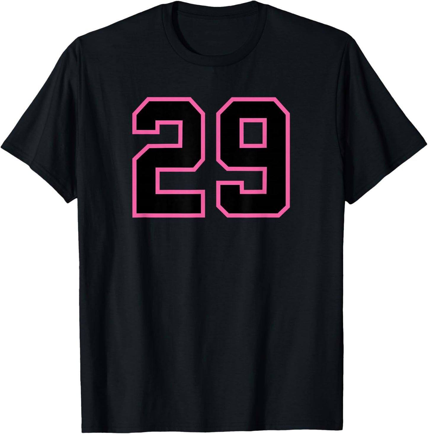 Pink Black Sports Team Number #29 T-Shirt - T-Shirt | Black