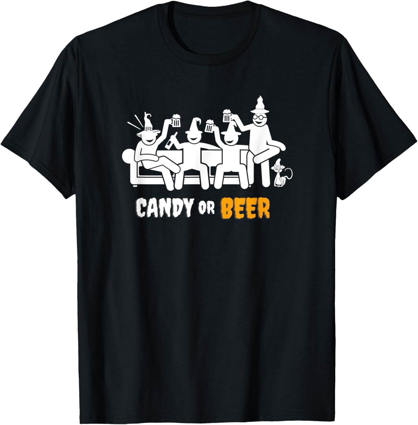 Candy or Beer Halloween Funny Design T-Shirt - T-Shirt | Black
