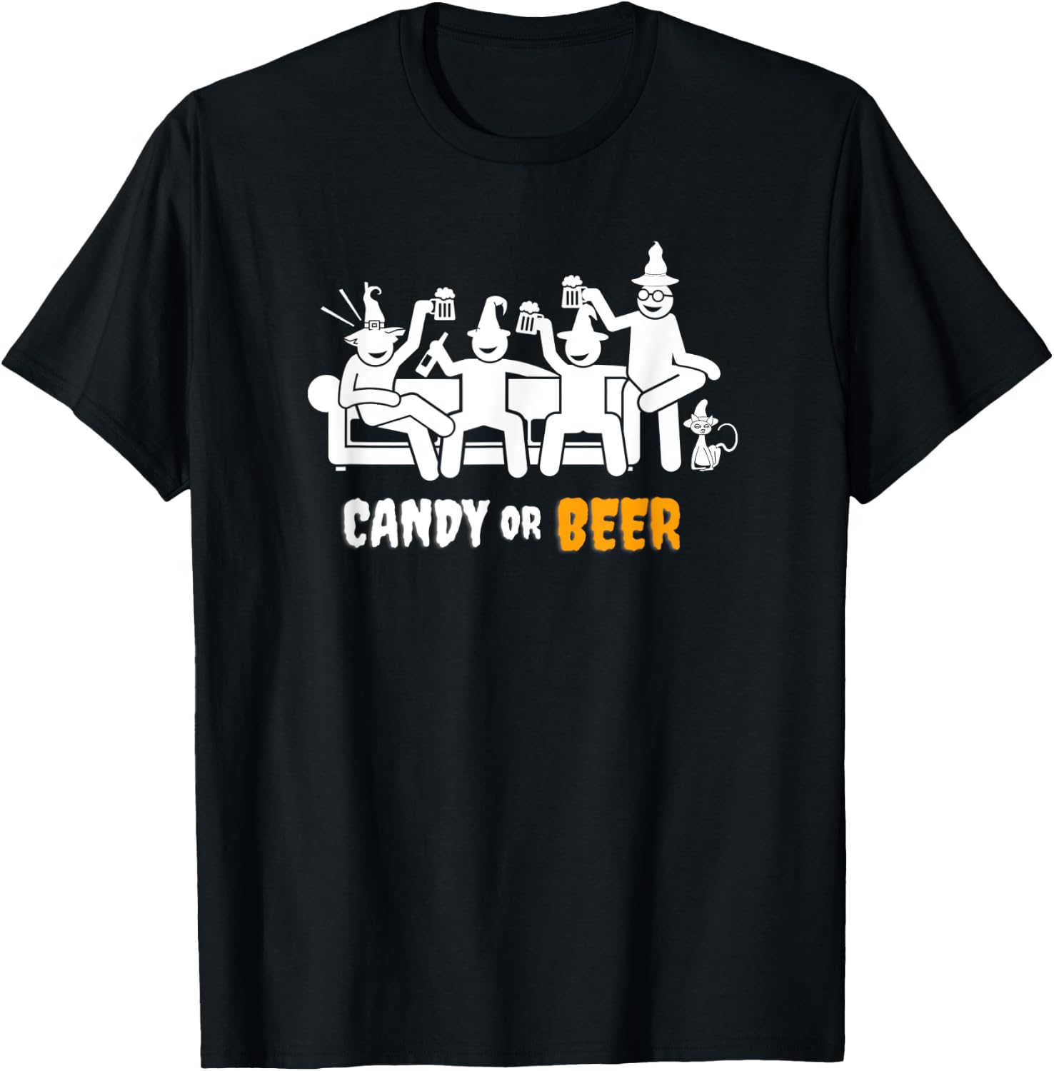 Candy or Beer Halloween Funny Design T-Shirt - T-Shirt | Black