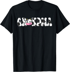 Grandma Of The Birthday Girl Cow Family Matching 1st T-Shirt - T-Shirt | Black