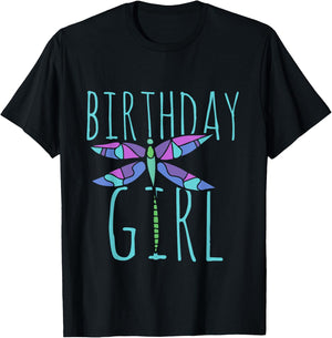 Birthday girl shirt Dragonfly birthday party shirts T-Shirt - T-Shirt | Black