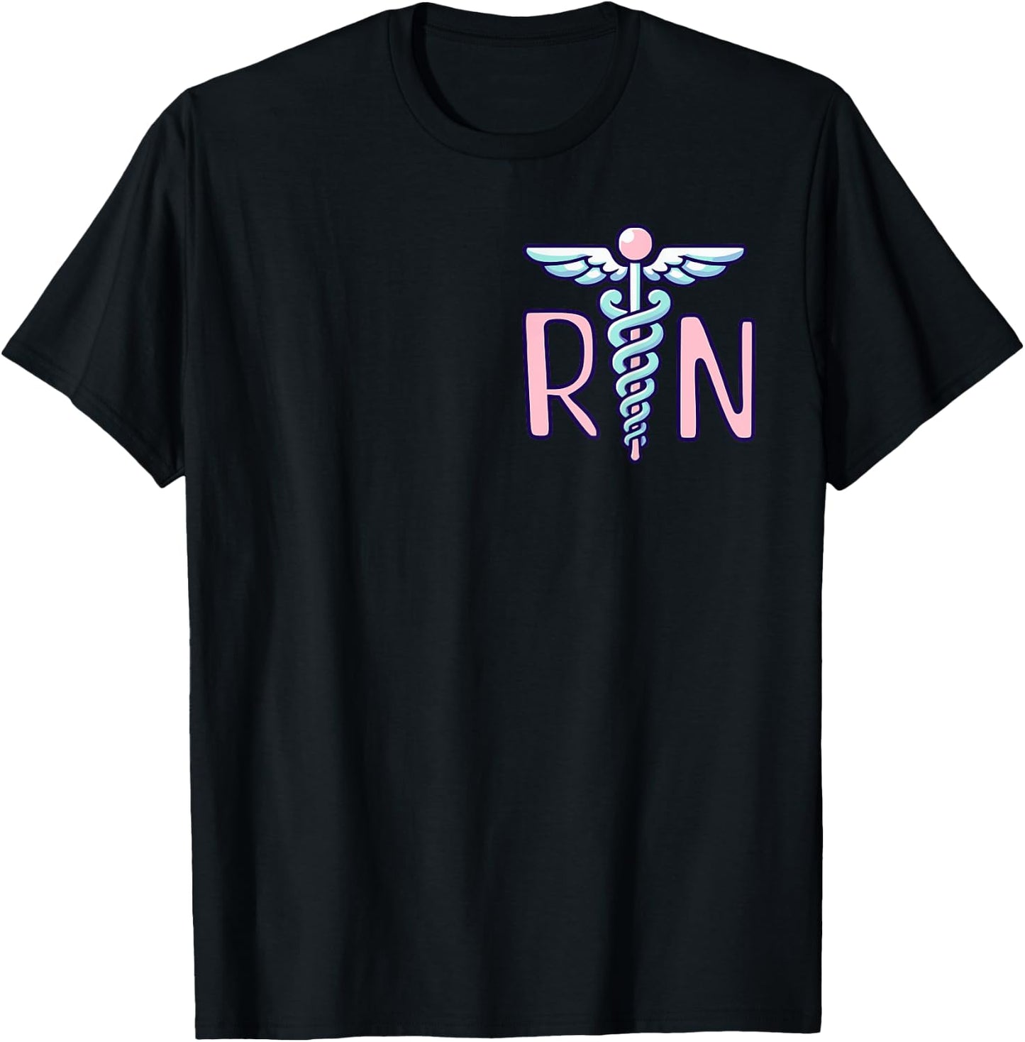 RN | Cute Nurse Design Logo | Nurse Gifts T-Shirt - T-Shirt | Black