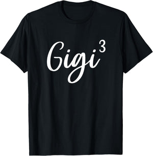 Gigi of 3 Grandma of Three Cute Baby Announcement T-Shirt - T-Shirt | Black