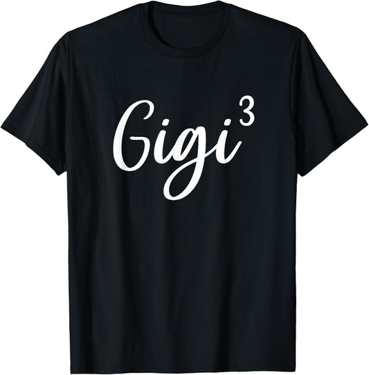 Gigi of 3 Grandma of Three Cute Baby Announcement T-Shirt - T-Shirt | Black