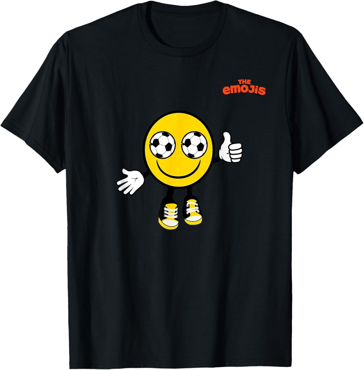 Emoji Soccer Eyes Yellow Face Thumb Up T-Shirt - T-Shirt | Black