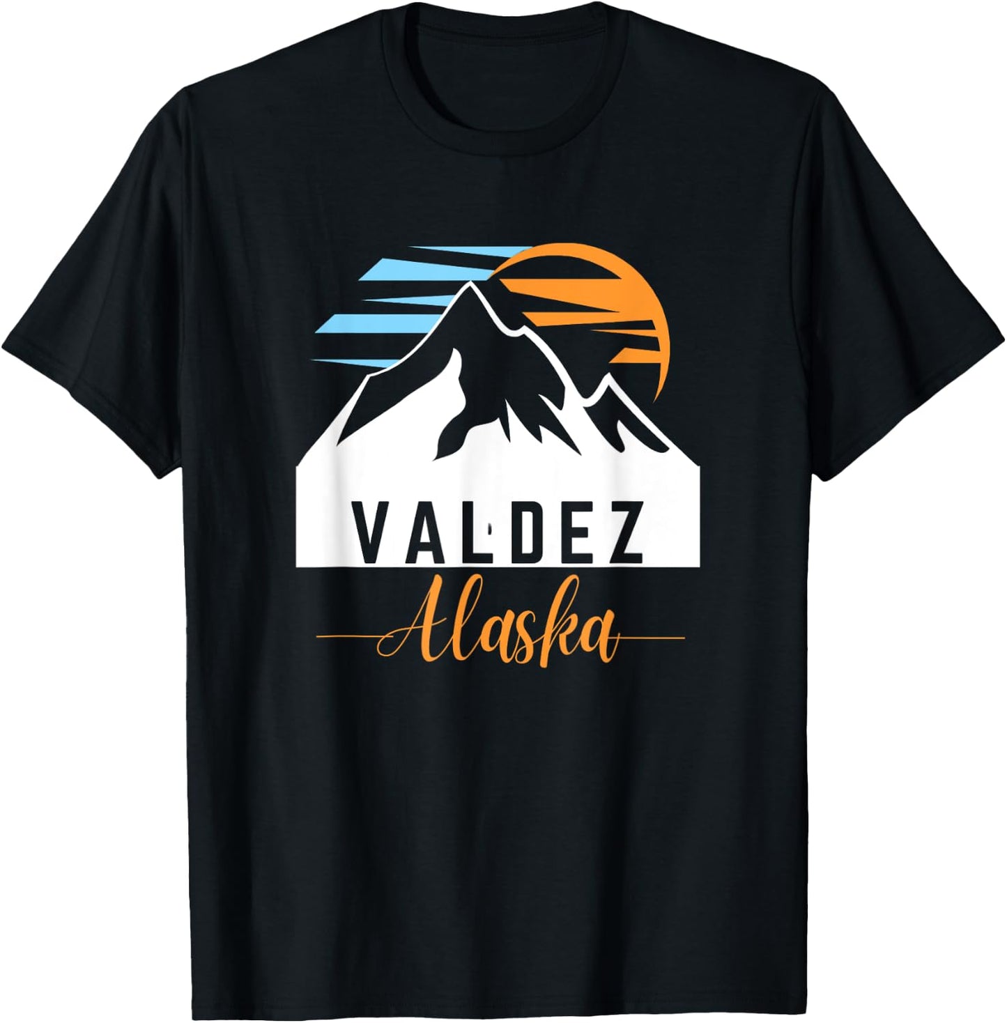 Valdez AK Sunrise Sunset & Mountains Outdoor Adventure T-Shirt - T-Shirt | Black