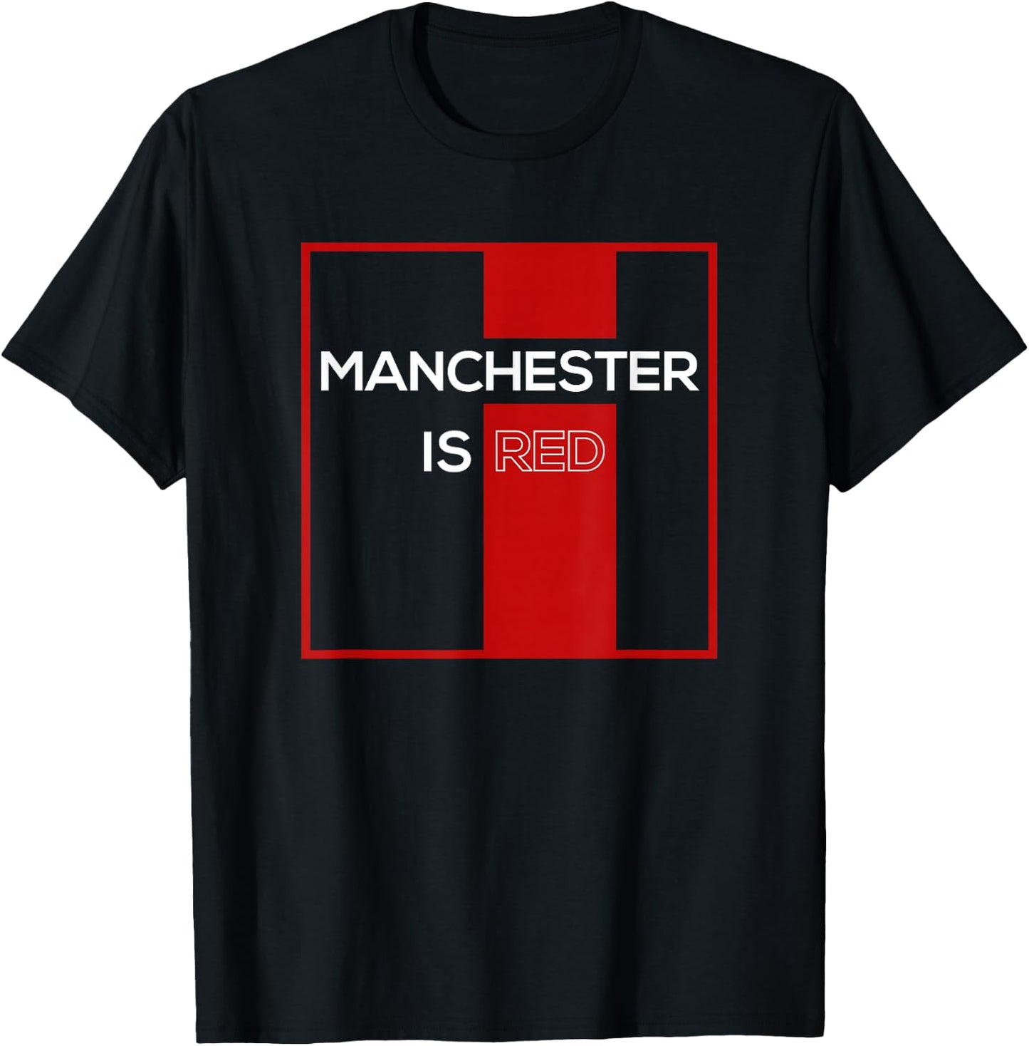 Manchester is Red Funny United Football Supporter T-Shirt - T-Shirt | Black