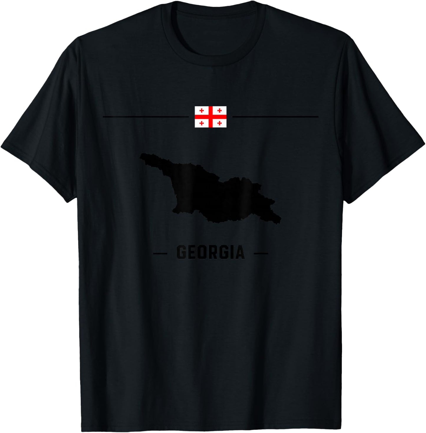 Georgian flag with map and name of the country Georgia T-Shirt - T-Shirt | Black