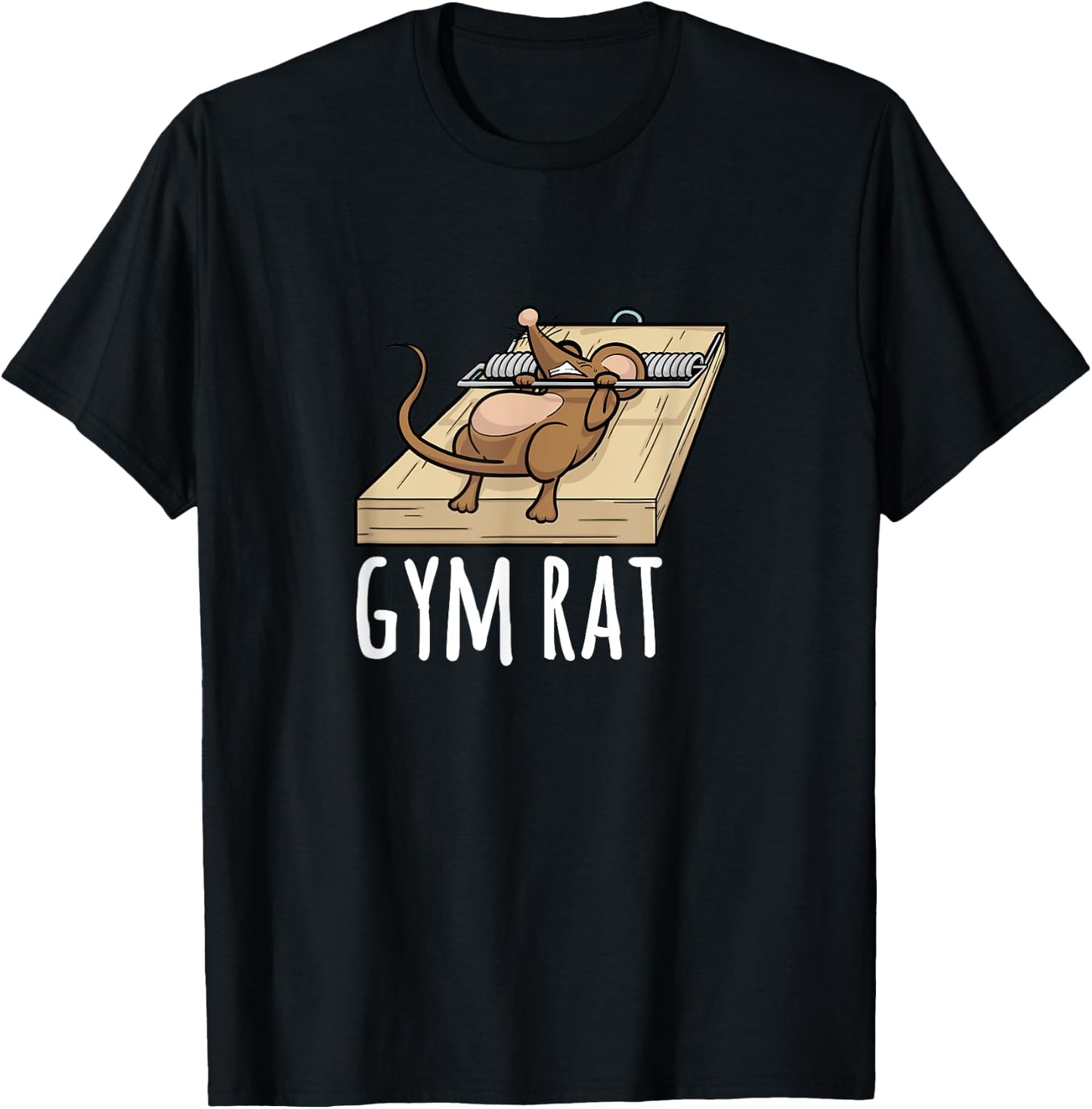 Gym Rat Mouse Trap Bench Press Funny T-Shirt - T-Shirt | Black