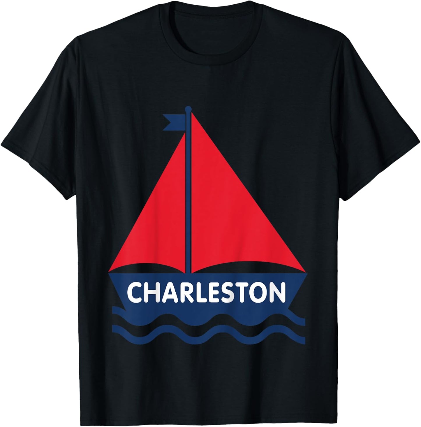 Charleston South Carolina Sailboat Boys Girls Toddlers T-Shirt - T-Shirt | Black