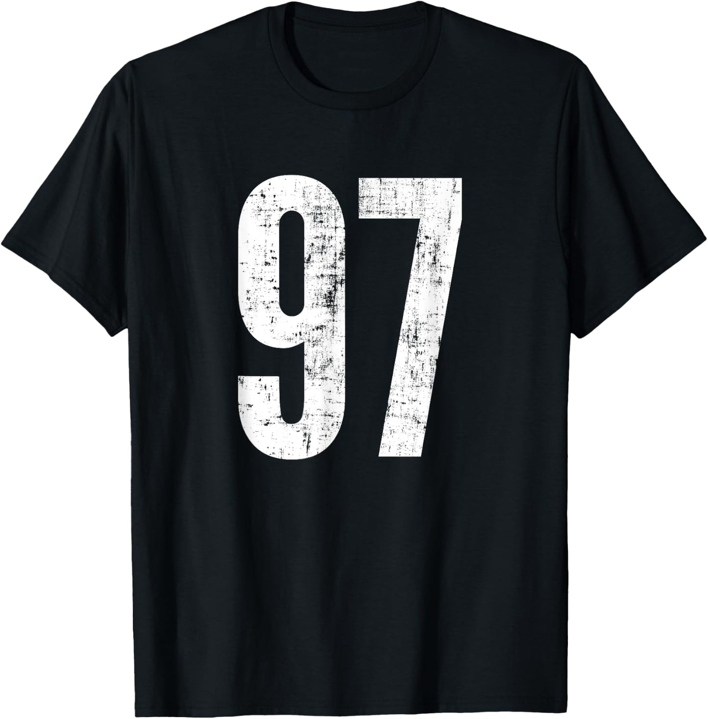Number 97 Ninety Seven Distressed Vintage Sport Team Players T-Shirt - T-Shirt | Black
