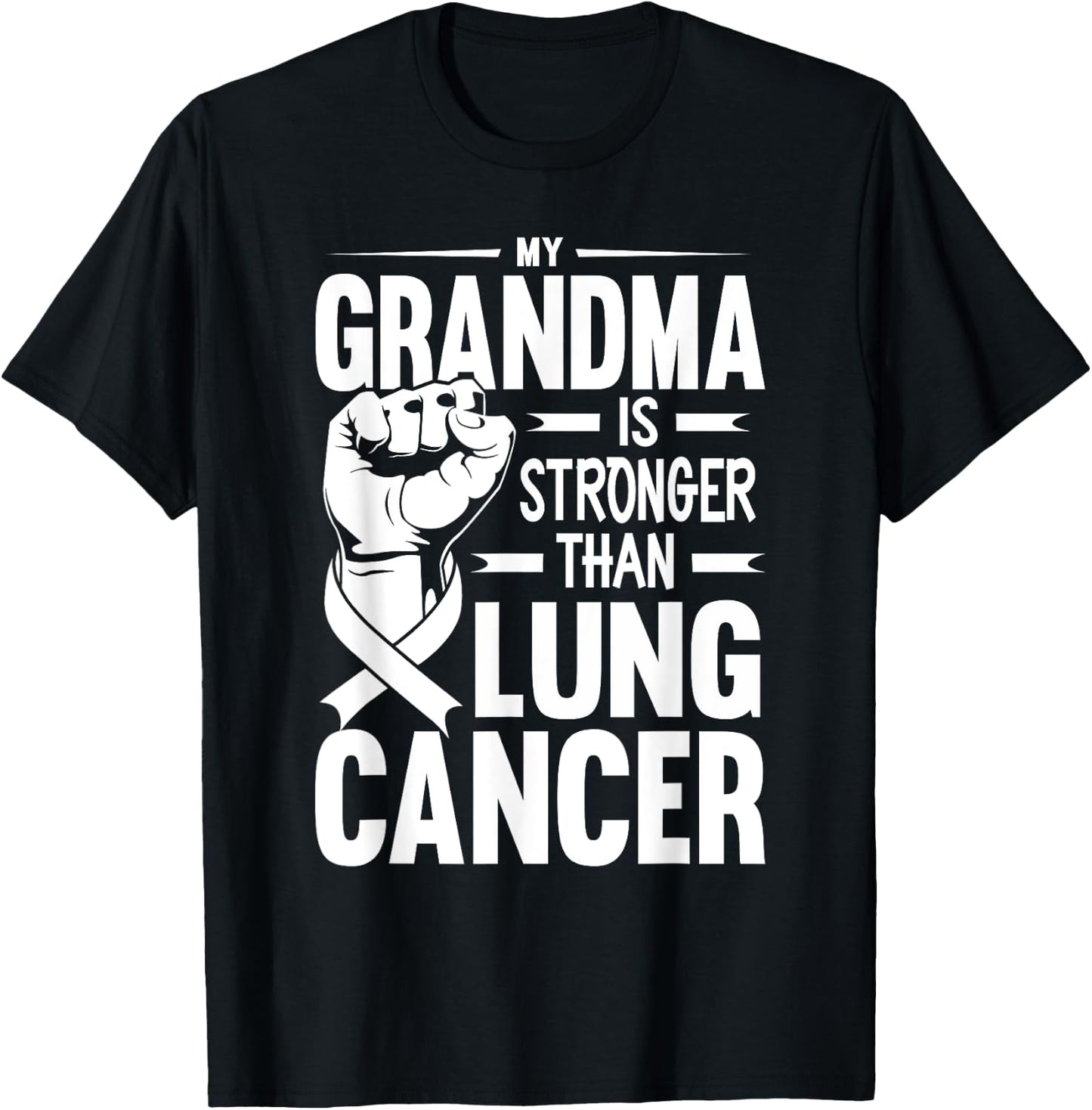 My Grandma Is Stronger Than Lung Cancer Awareness T-Shirt - T-Shirt | Black