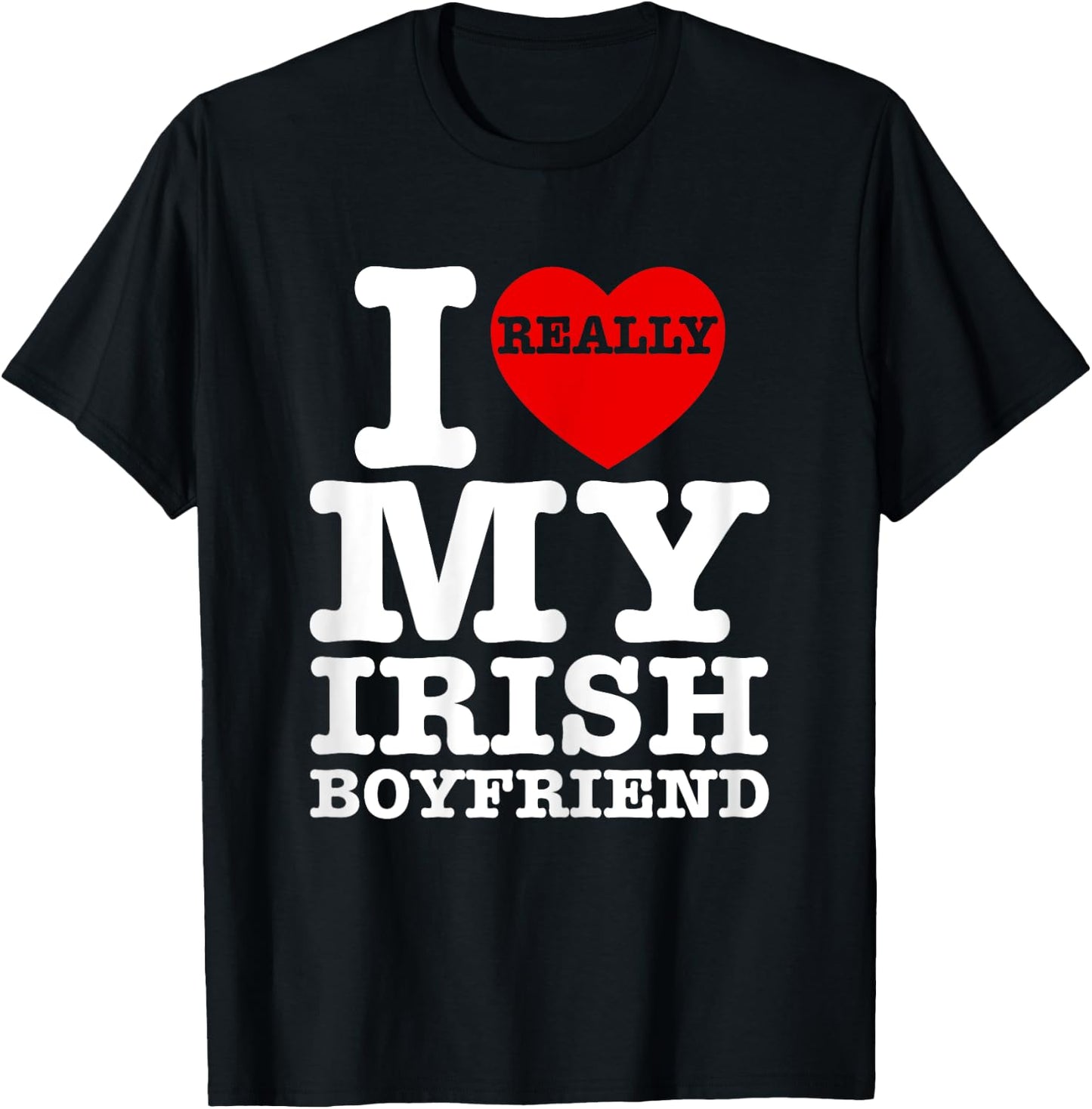 I Love My Irish Boyfriend I Heart BF Couple Matching Vintage T-Shirt - T-Shirt | Black