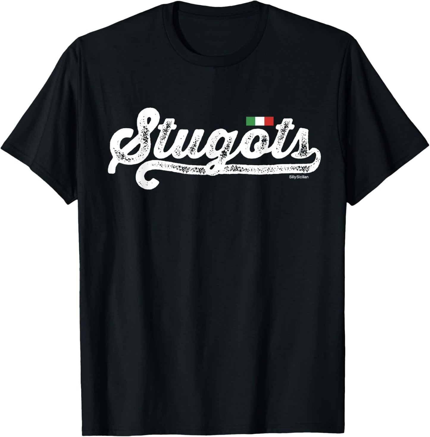 Stugots Funny Italian Saying Italy Flag White Vintage Script T-Shirt - T-Shirt | Black