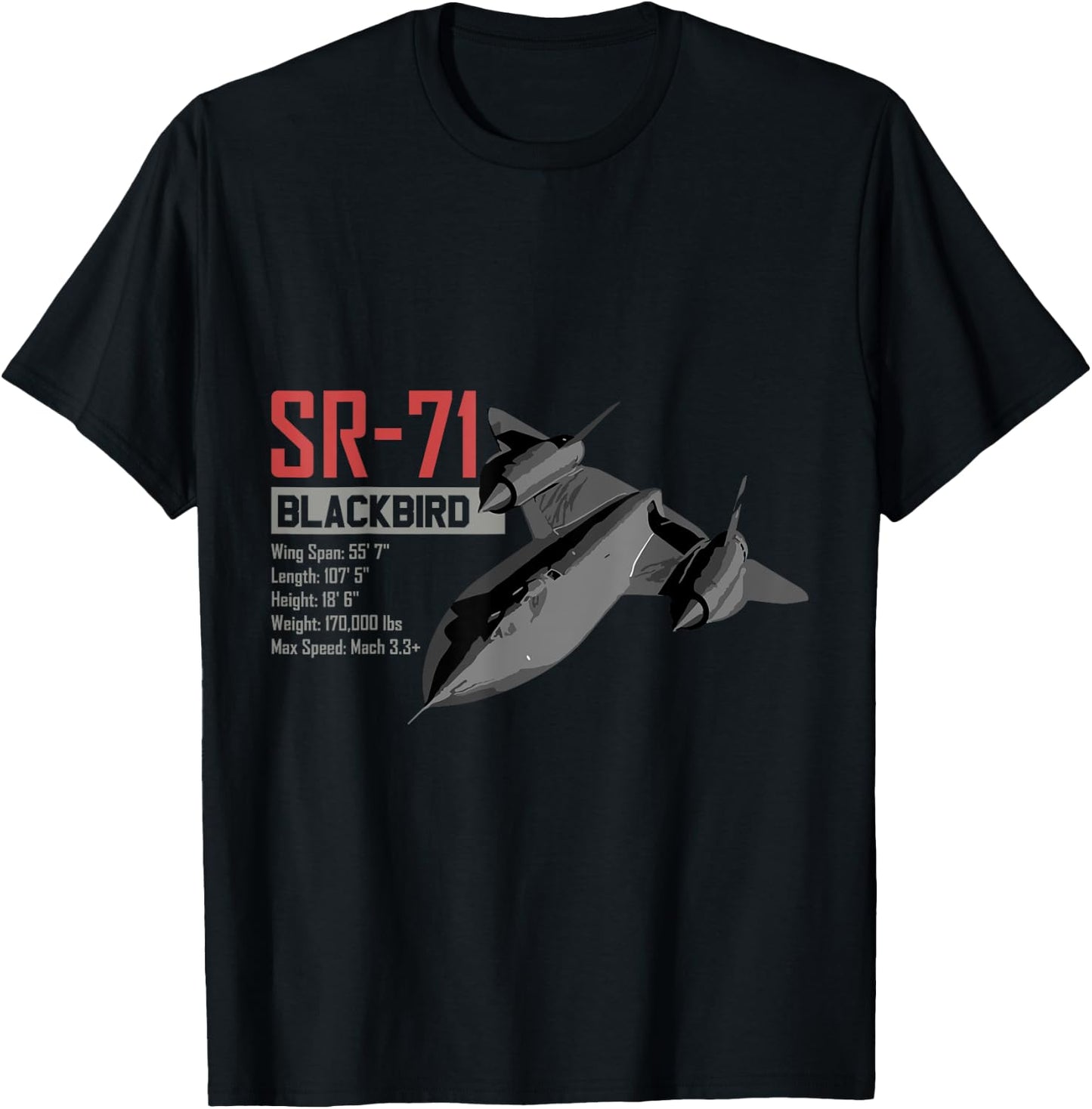 American Reconnaissance Aircraft SR71 Blackbird T-Shirt - T-Shirt | Black