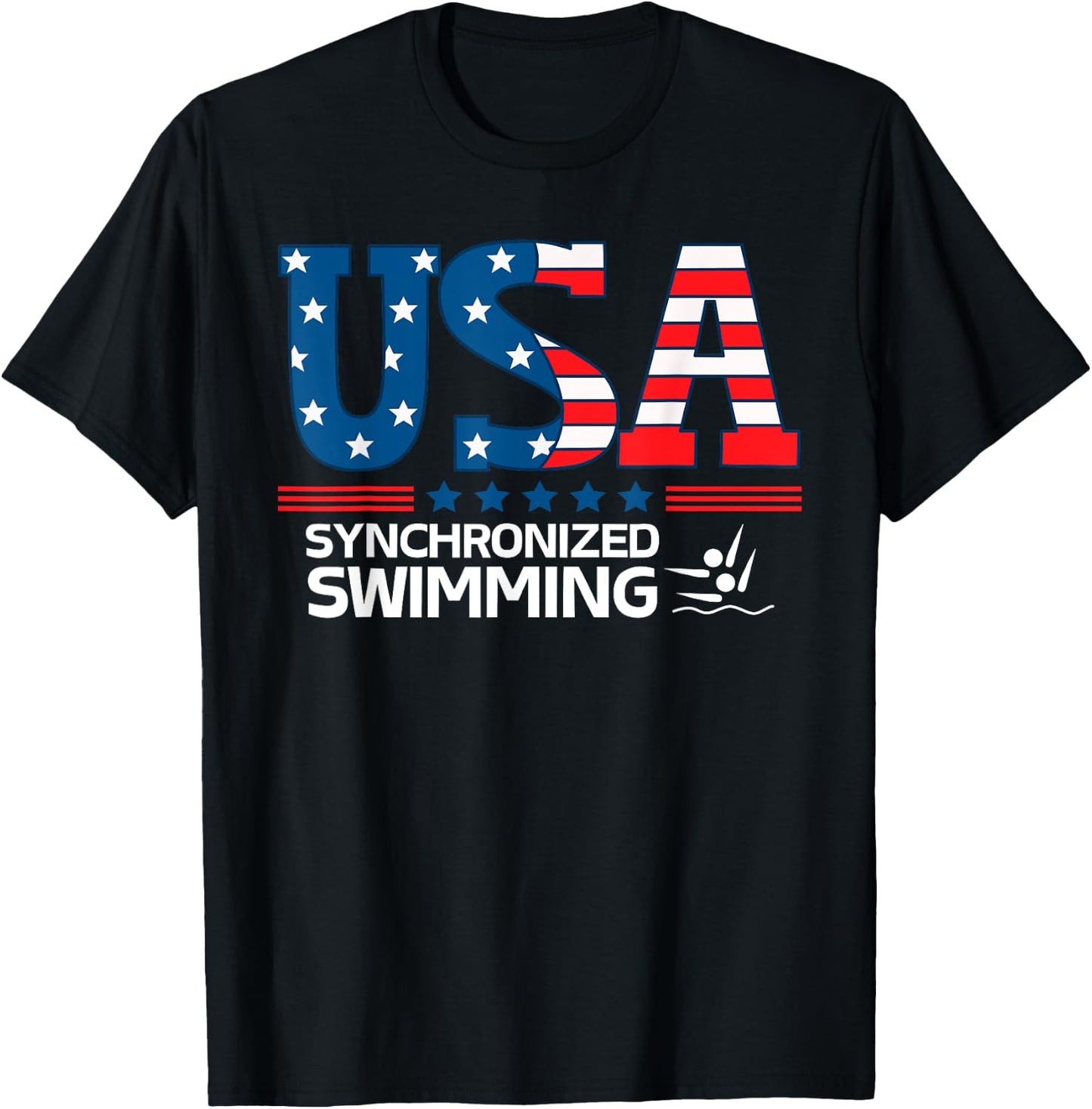 Synchronized Swimming United States Flag USA Sport swimming T-Shirt - T-Shirt | Black