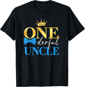 Uncle of Mr Onederful 1st Birthday First One-Derful Dad Papa T-Shirt - T-Shirt | Black