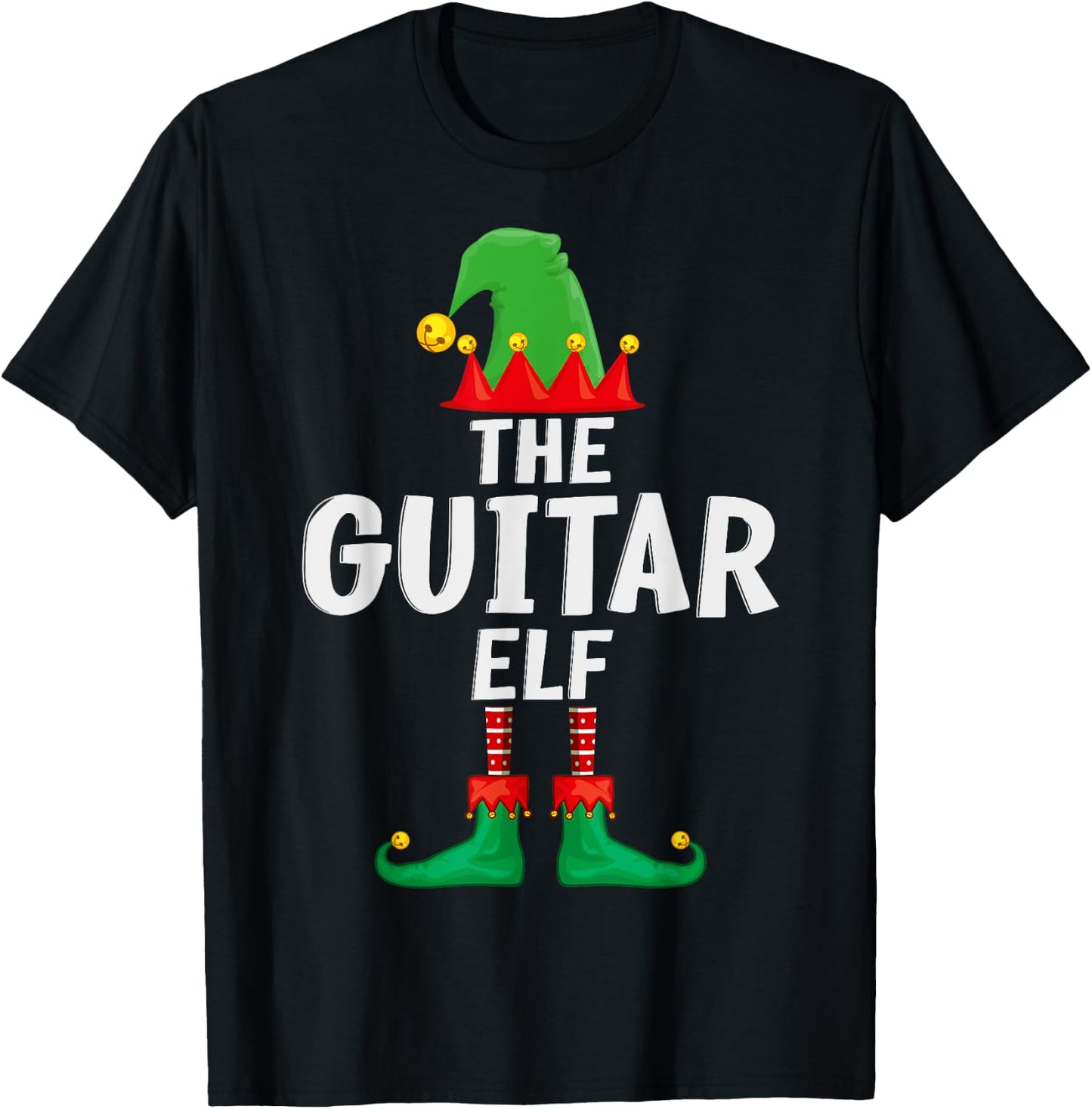The Guitar Elf Matching Family Christmas T-Shirt - T-Shirt | Black