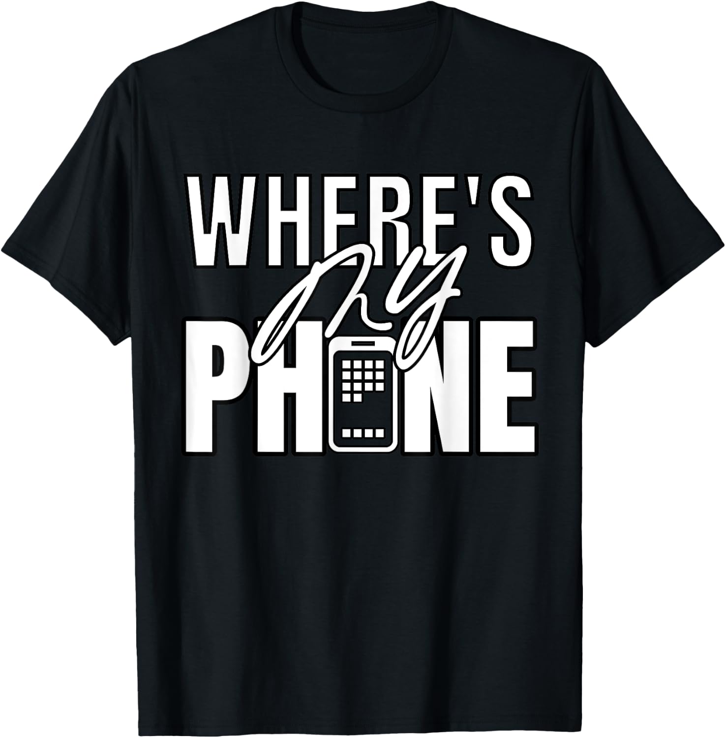 Where's My Phone funny smartphone pay phone retro T-Shirt - T-Shirt | Black