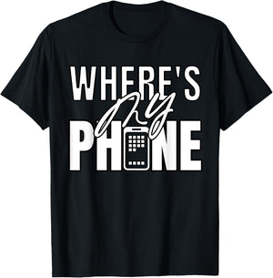 Where's My Phone funny smartphone pay phone retro T-Shirt - T-Shirt | Black