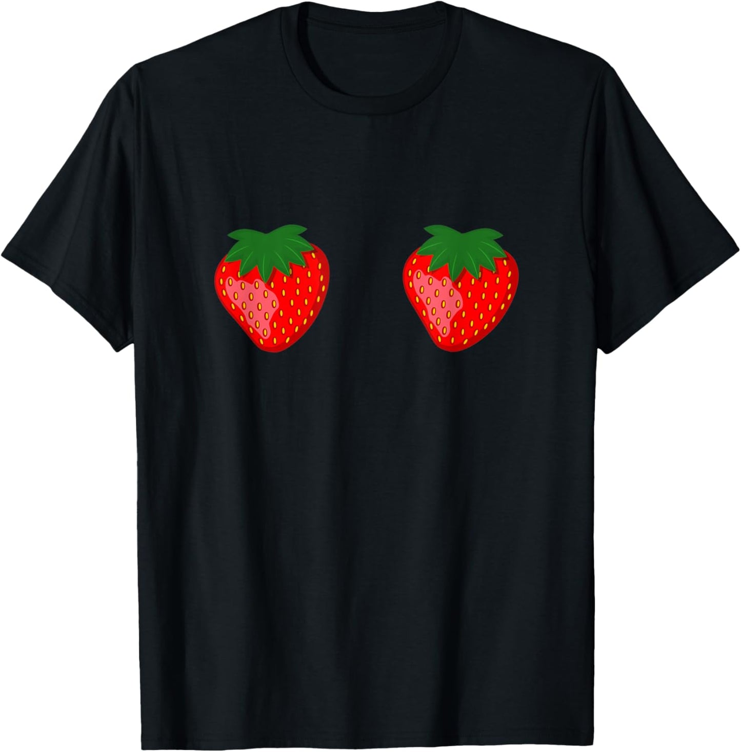 Strawberry Boobs Funny T-Shirt - T-Shirt | Black