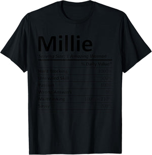 MILLIE Nutrition Personalized Name Funny Christmas Gift T-Shirt - T-Shirt | Black
