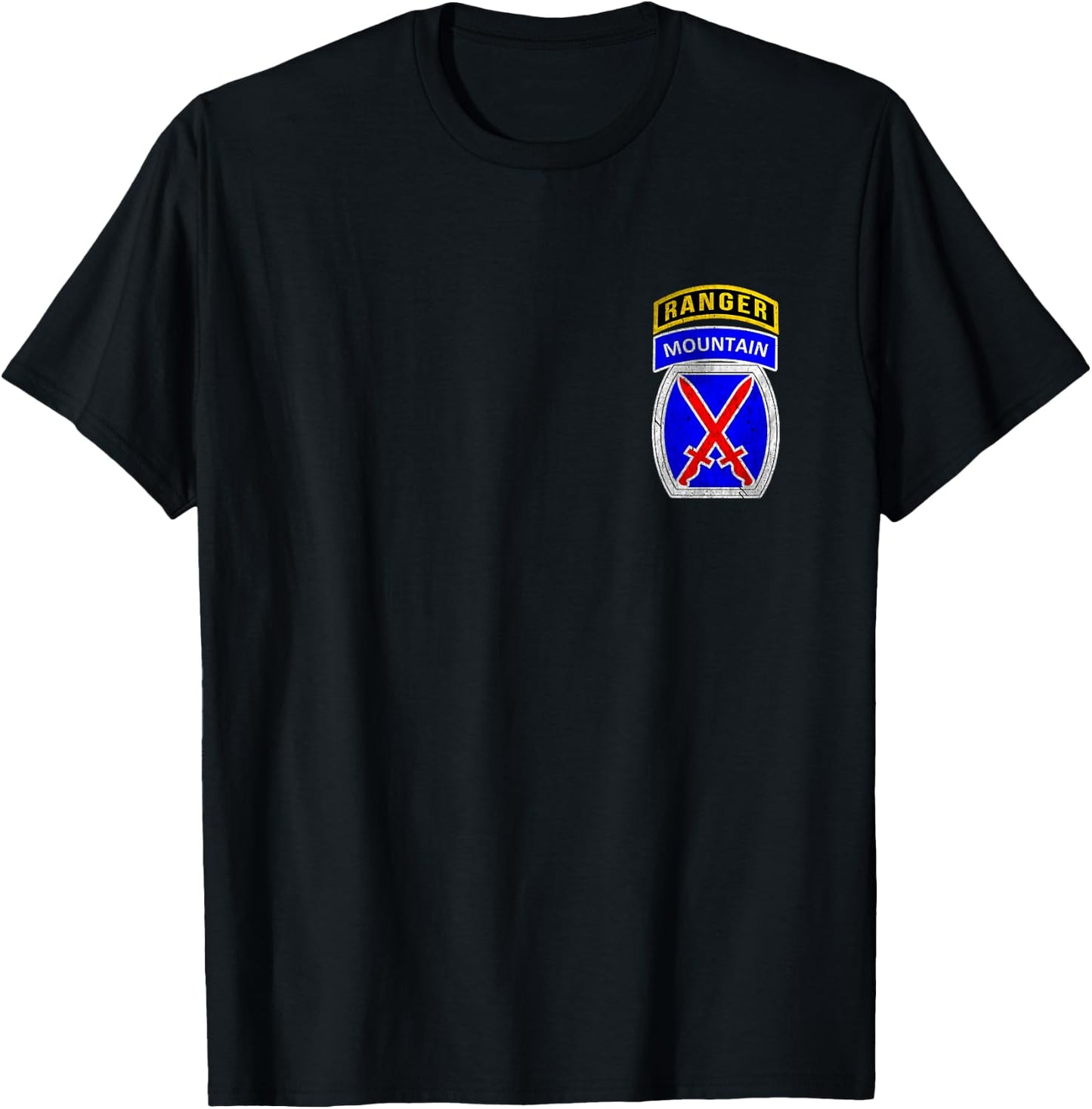 10th Mountain Division Ranger Tab Logo Military Veterans Day T-Shirt - T-Shirt | Black