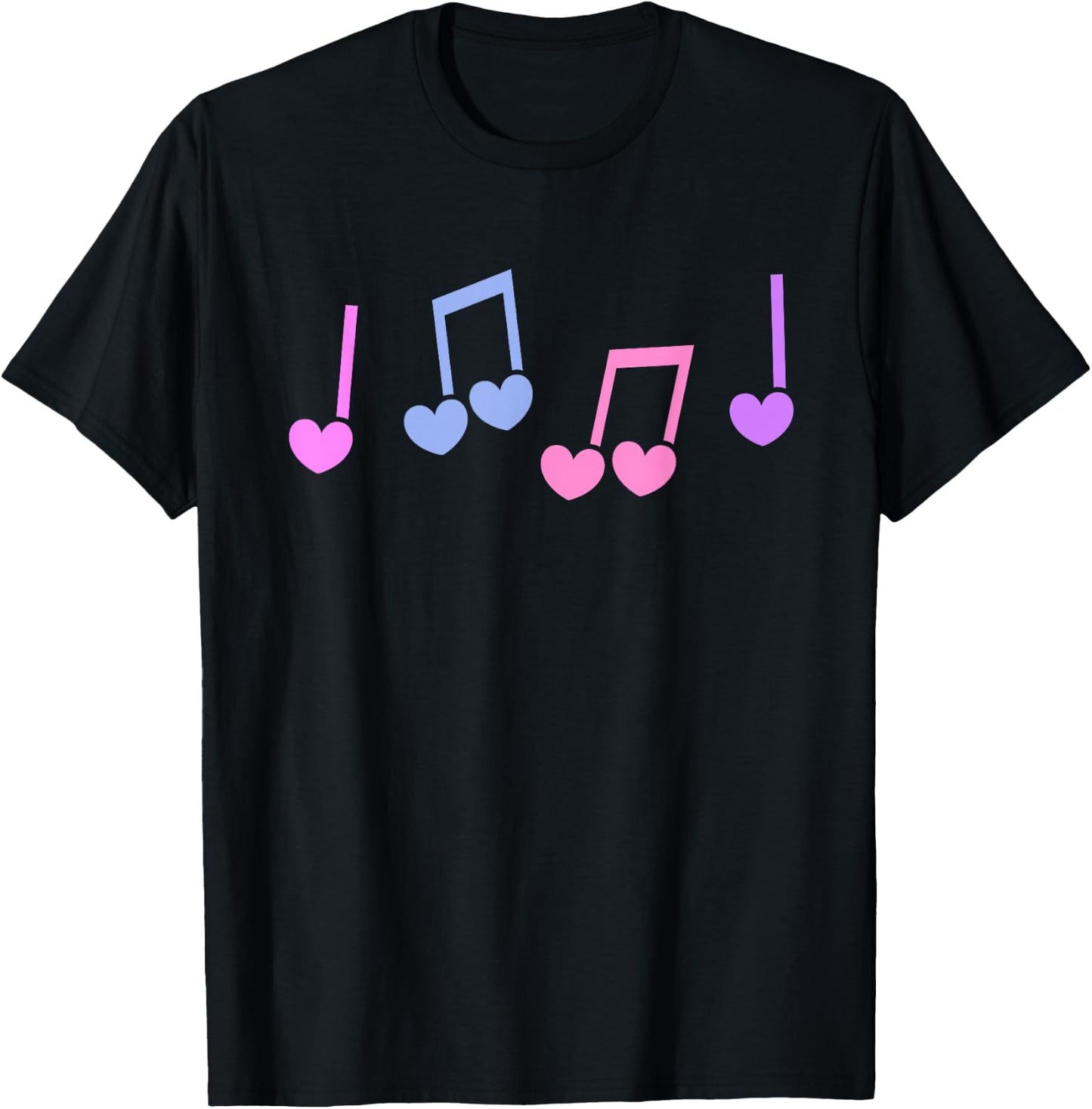Music Heart Music Note Funny Musician Kids Girls Music T-Shirt - T-Shirt | Black