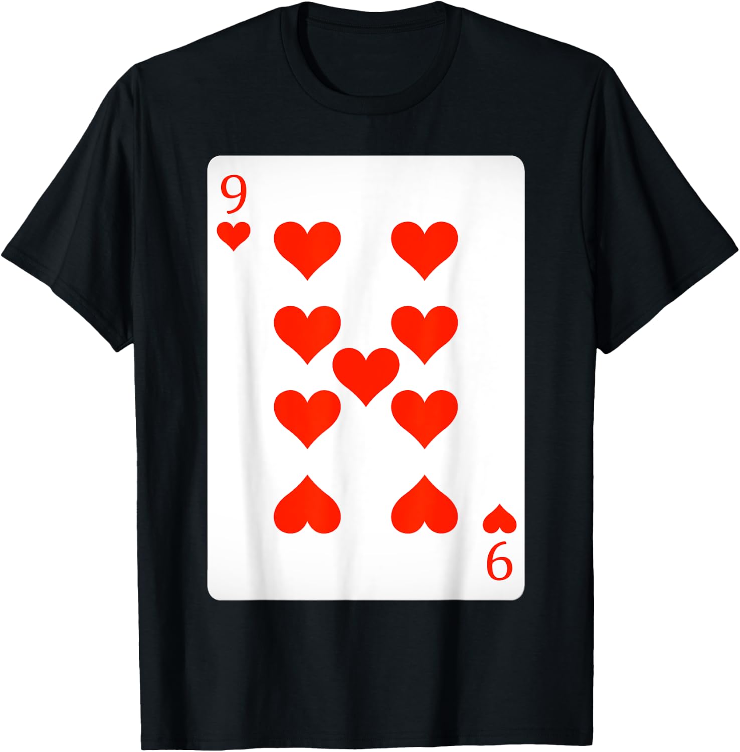 9 Nine Of Hearts Playing Cards Shirt Easy Halloween Costume T-Shirt - T-Shirt | Black