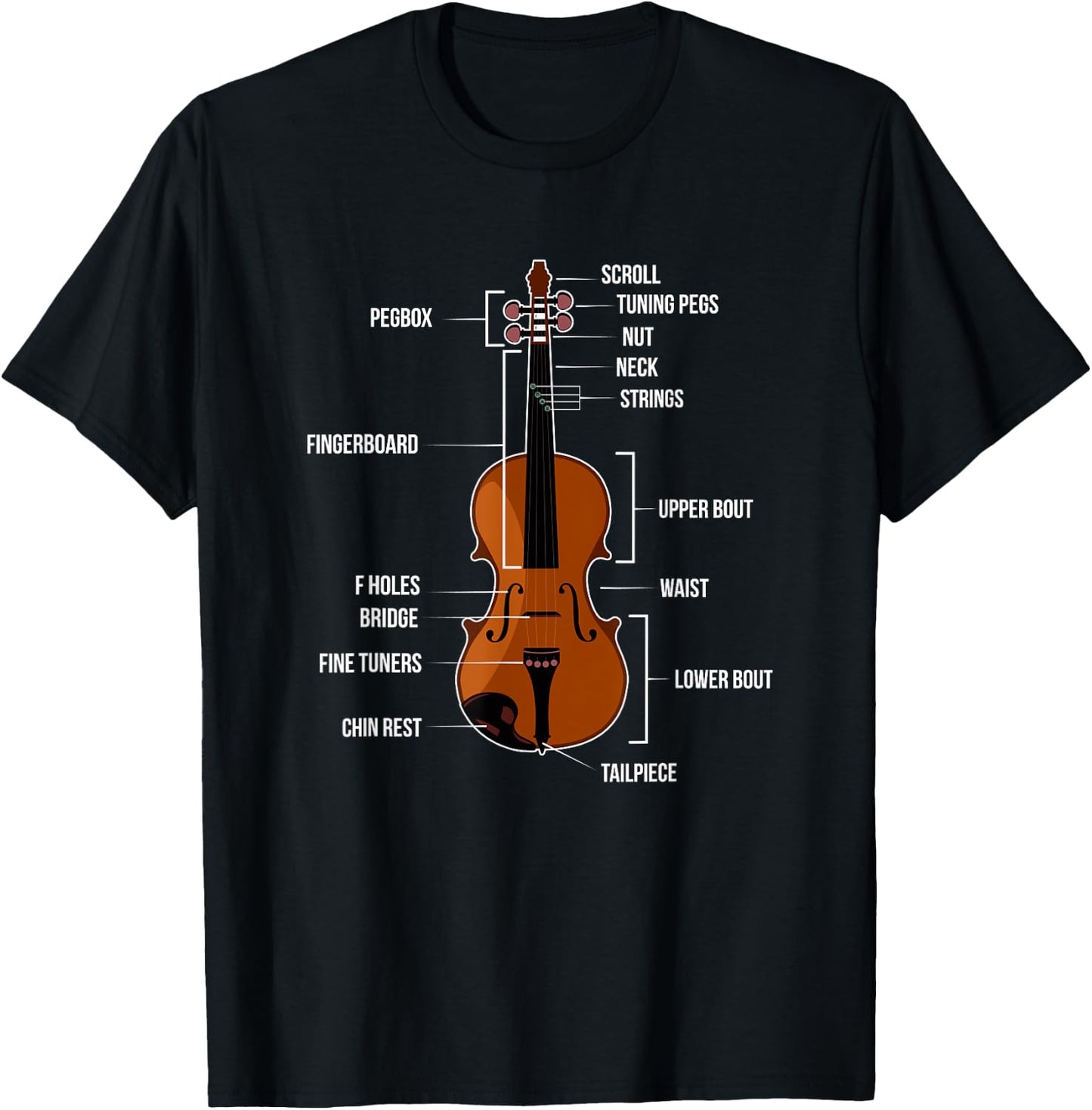 Music Orchestra Viola Anatomy Of Violin Violinist Player T-Shirt - T-Shirt | Black