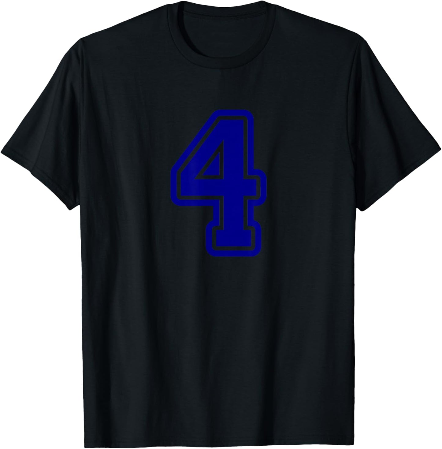 Number #4 Sport Blue Varsity Number T-Shirt - T-Shirt | Black