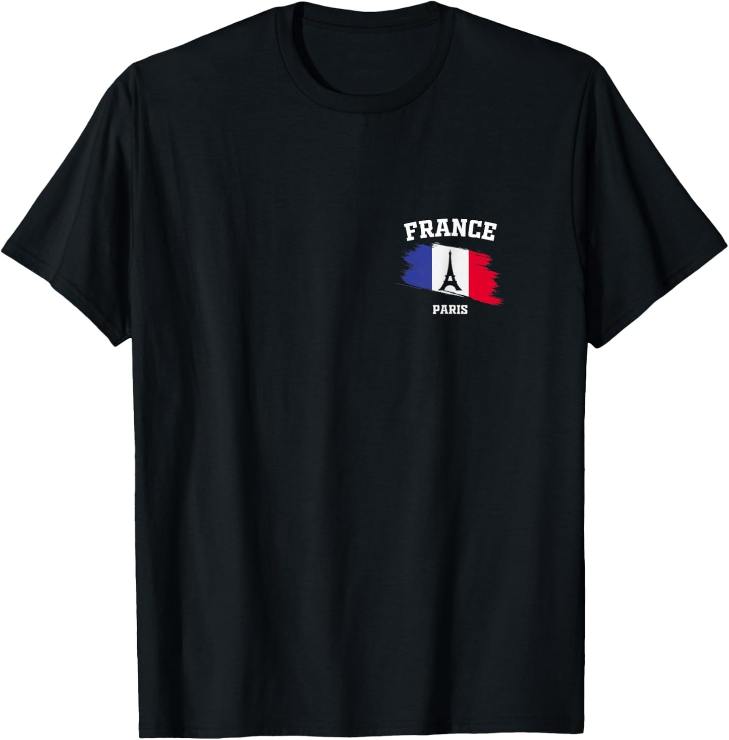 Eiffel Tower Paris France French Flag Vacation Parisian T-Shirt - T-Shirt | Black