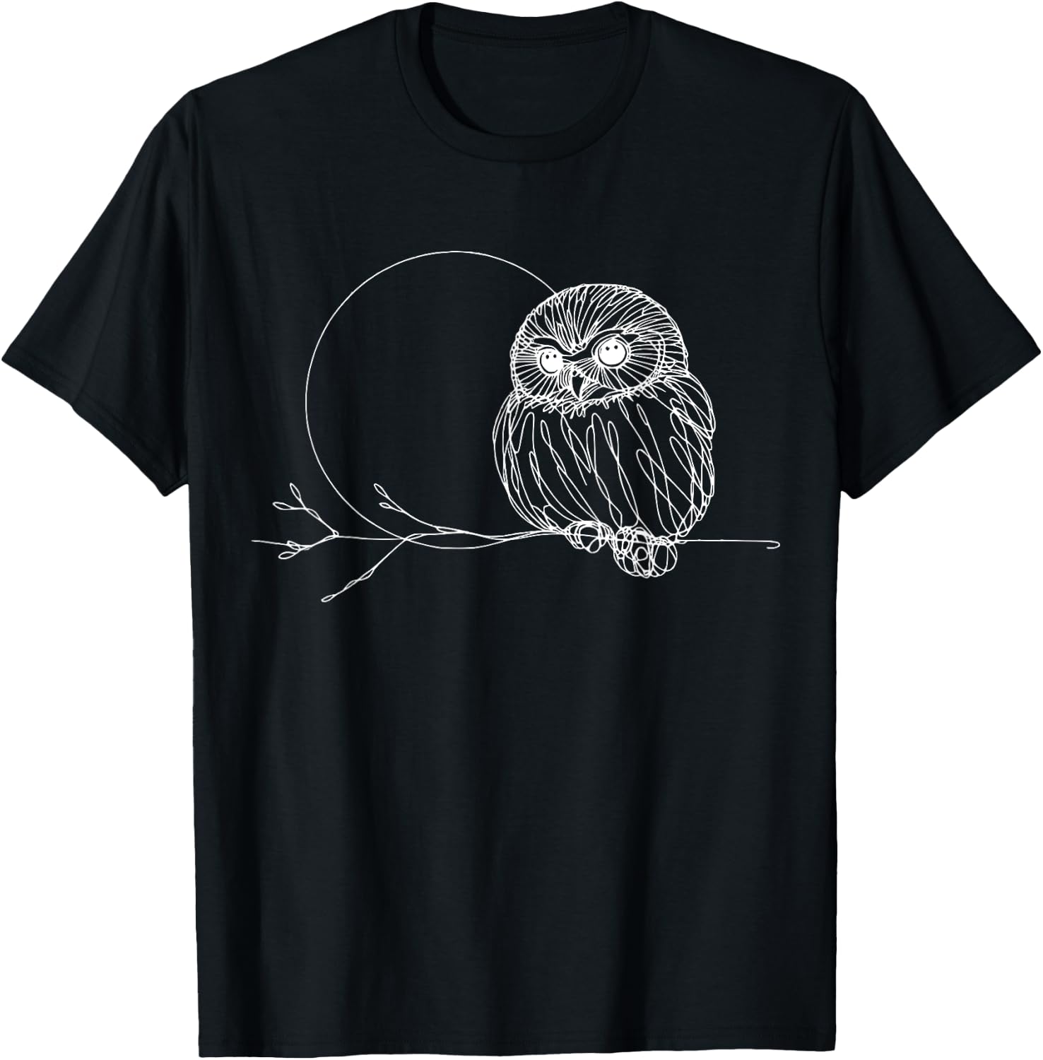 Line Art Bird & Ornithologist Northern Pygmy-Owl T-Shirt - T-Shirt | Black