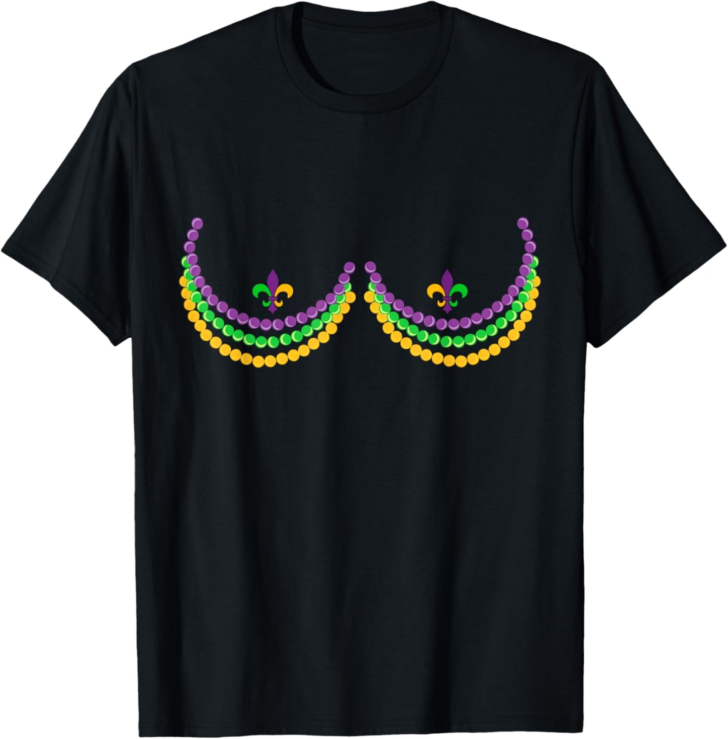 Boobshirt Mardi Gras Funny Beads Boobs Outline Costume Humor T-Shirt - T-Shirt | Black
