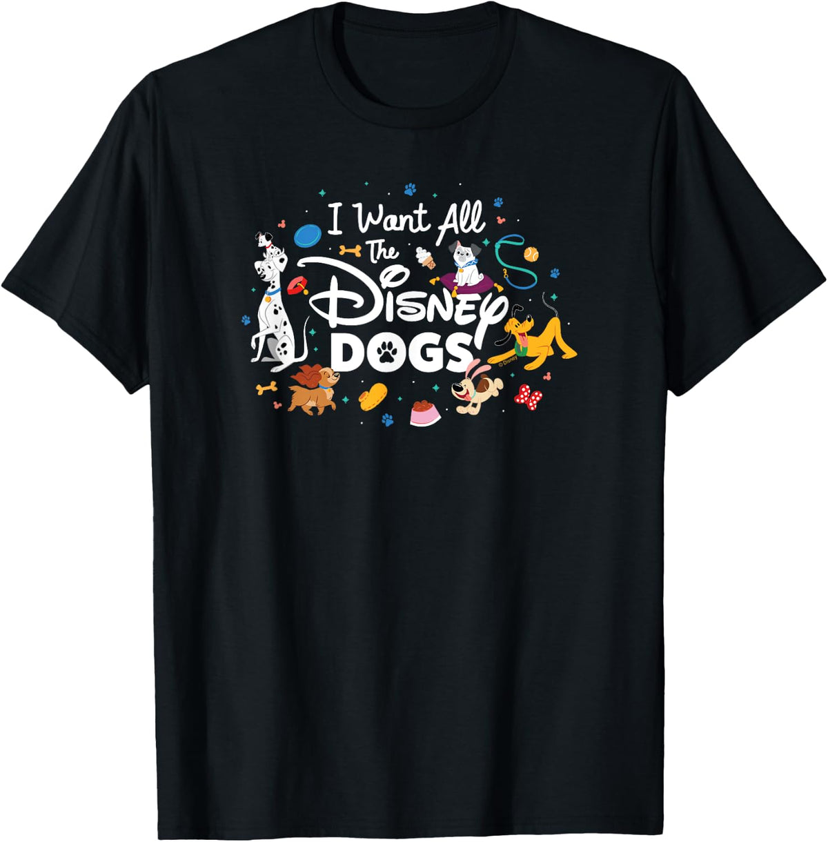 Disney - I Want All The Disney Dogs! T-Shirt - T-Shirt | Black