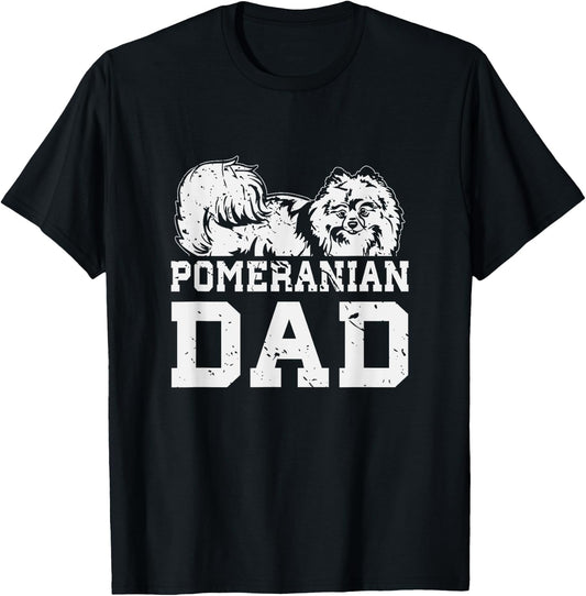 Dog Breed Funny Fathers Day Gift Pomeranian T-Shirt - T-Shirt | Black