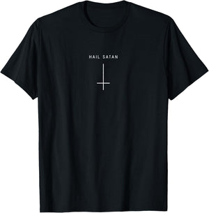 Hail Satan Inverted Cross - Minimalist Satan T-Shirt - T-Shirt | Black