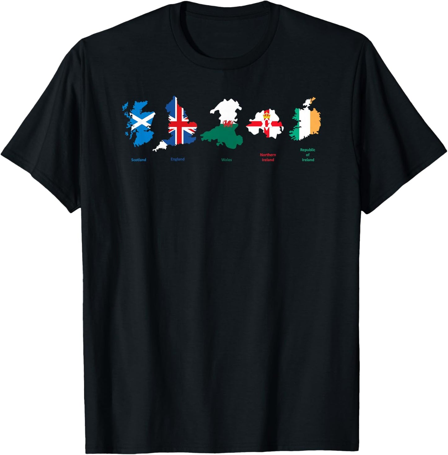 British Isles Sea Ireland Scotland Wales England Map Coins T-Shirt - T-Shirt | Black